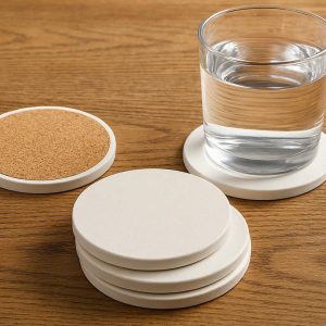 21 Absorbent Ceramic Coasters Set Stone Drink Coaster with Cork Base for Wooden Table Protection Hot Cold Drinks