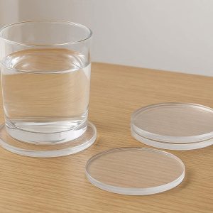 29 Clear Acrylic Coasters Transparent Round Lucite Cup Pad Non Slip Waterproof Drink Coasters for Modern Home Decor