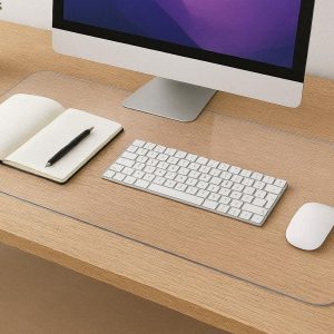3 Clear Desk Protector Mat Transparent Waterproof Plastic Desk Pad with Rounded Edges for Computer Writing Desktop