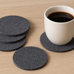 26 Felt Drink Coasters Set Soft Absorbent Fabric Cup Pad Washable Minimalist Table Protector for Hot Coffee Mugs